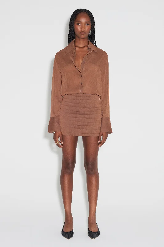 Carlisle Mini Dress Cacao Trendy Cut-Out Mini Dress