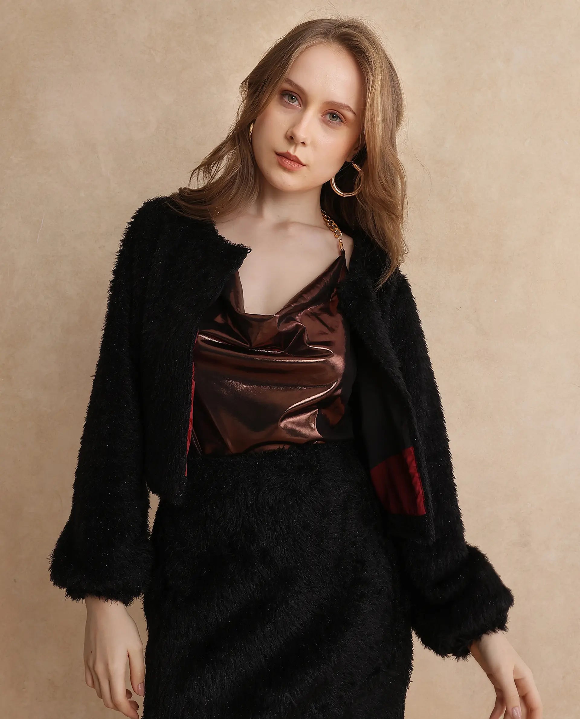 Rareism Women Maimi Metallic Red Bishop Sleeve One Shoulder Zipper Fit And Flare Plain Mini Dress Fashionable Lace Mini Dress