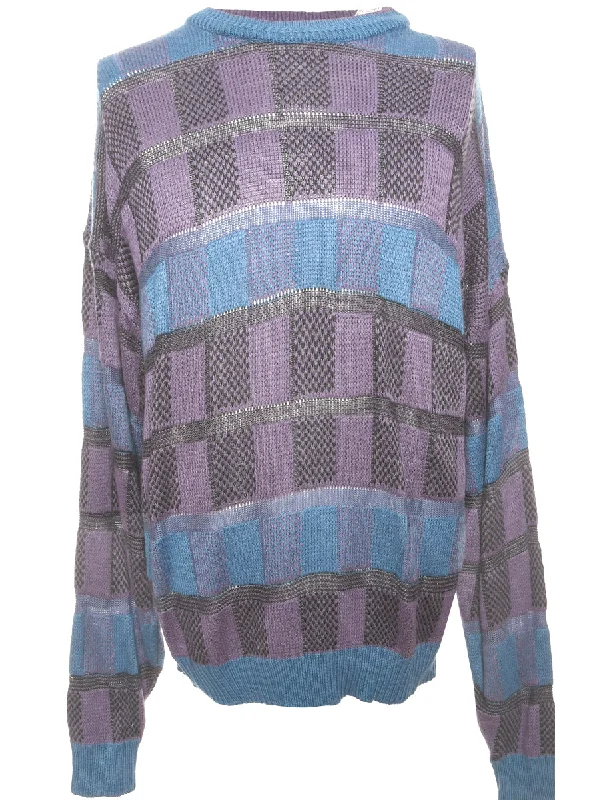 Patterned Purple Jumper - L Terry Blend Velvet Blend Canvas Blend