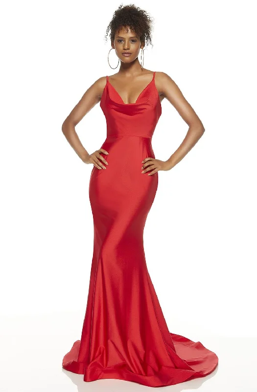 Alyce Paris - Cowl Neck Fitted Jersey Trumpet Dress 60787SC