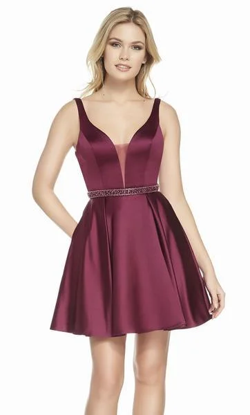 Alyce Paris - Deep V Neck Silk Satin Dress 3877SC