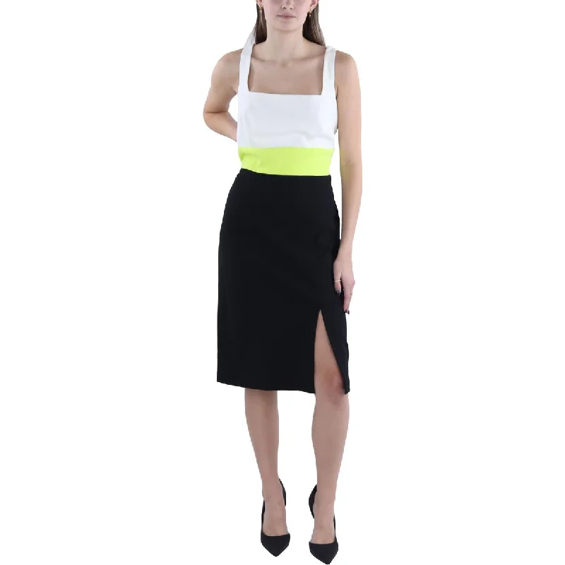 Womens Colorblock Knee-Length Sheath Dress