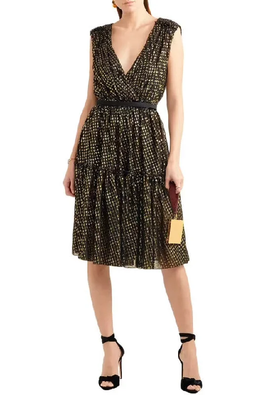 STELLA McCARTNEY Belted "Fil Coupé Silk-Blend" Dress