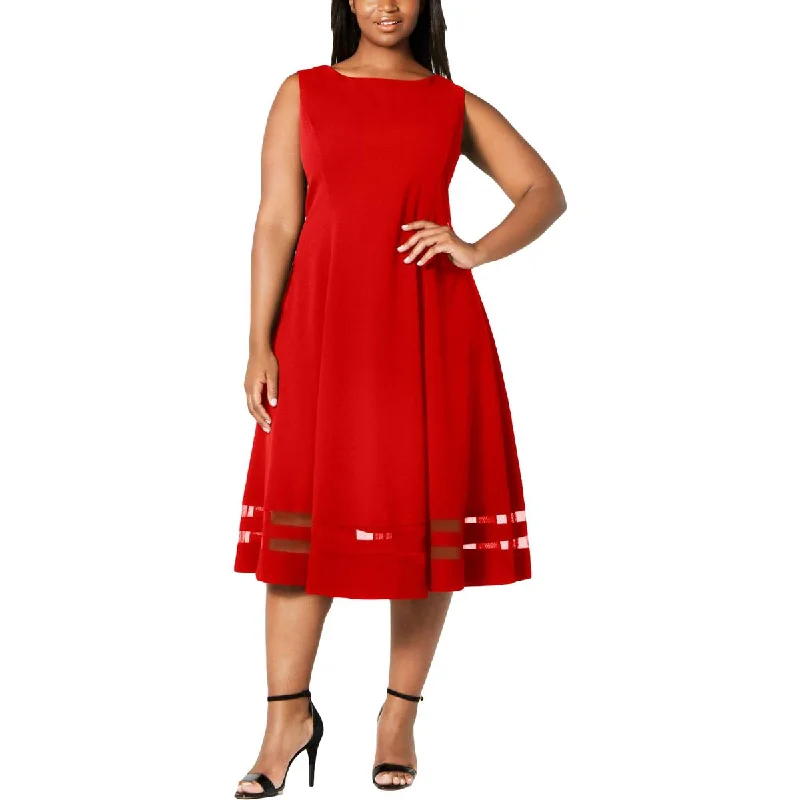 Calvin Klein Womens Illusion Knee Length Fit & Flare Dress