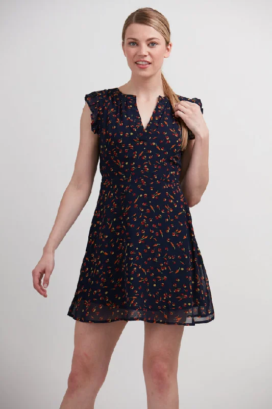Chili Pepper All Over Print Blue Dress