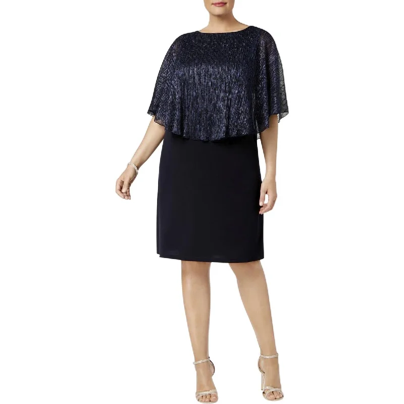 Connected Apparel Womens Plus Metallic Cape Sleeves Special Occasion Dress