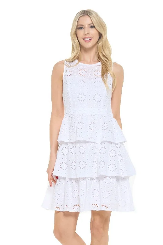 Corie Lace Tiered Dress White