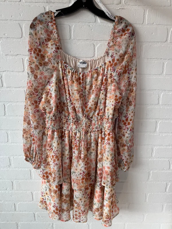 Dress Casual Short By ARULA In Cream & Orange, Size: Xl