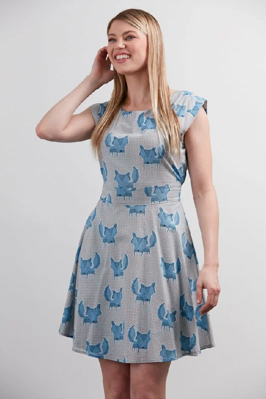 Fox All Over Print Crew Neckline Dress