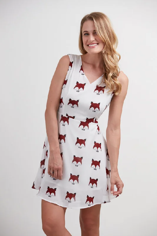 Fox All Over Print V-Neckline Dress