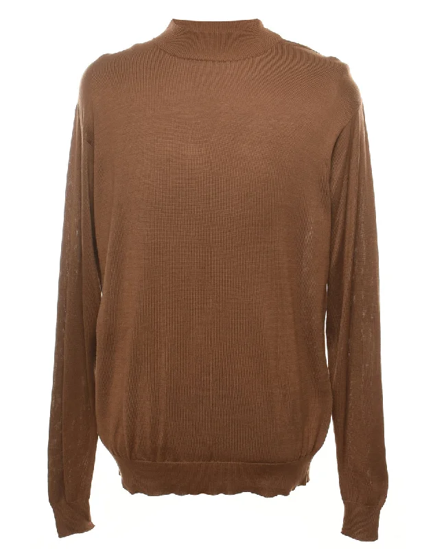High Neck Fine Knit Jumper - XL Tailored Straight A-Line