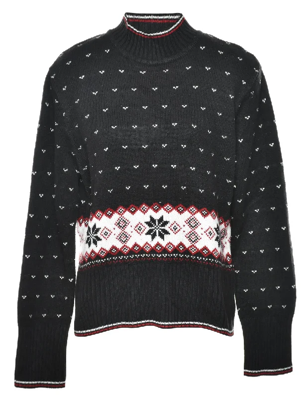 High Neck Nordic Jumper - L Sweater Knitwear Pullover