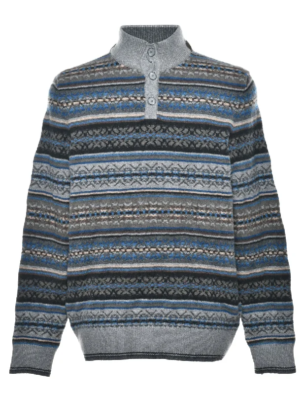High Neck Nordic Jumper - M Cable Knit Ribbed Knit Lace Knit
