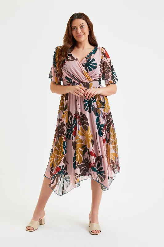 Julie Peach Jungle Hanky Hem Dress