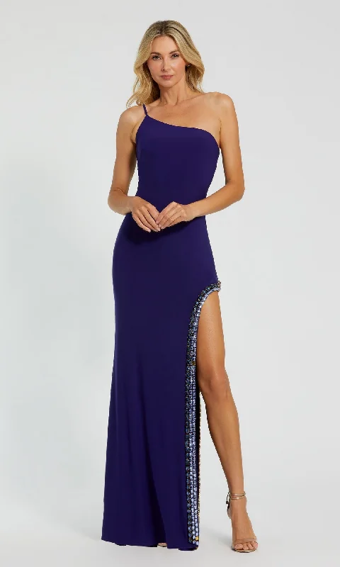 Bead-Trim Long Indigo Prom Dress: Mac Duggal 44030