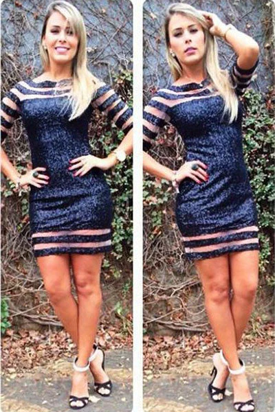 Navy Nude Patchwork Club Dress