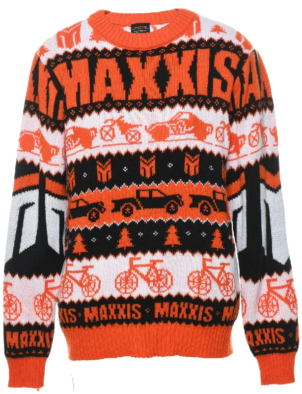 Orange & Black Vehicle Design Jumper - M Thin Thick Dense