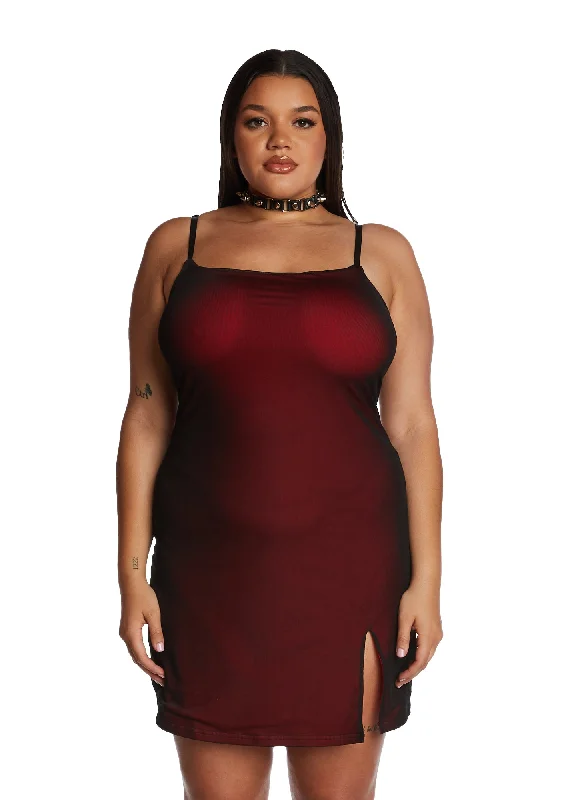 Plus Know My Worth Slip Dress - Red