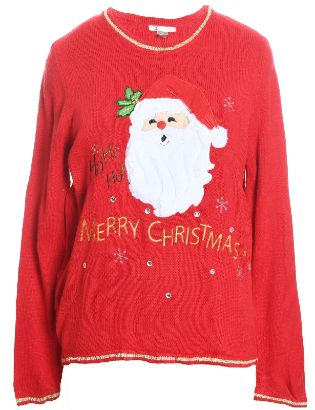 Santa Claus Christmas Jumper - L Neon Metallic Matte