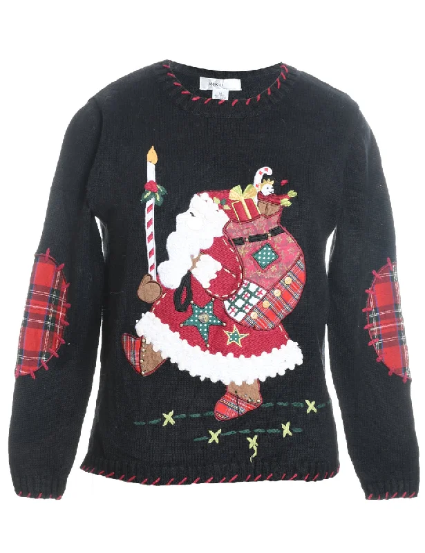 Santa Claus Christmas Jumper - M Neon Metallic Matte