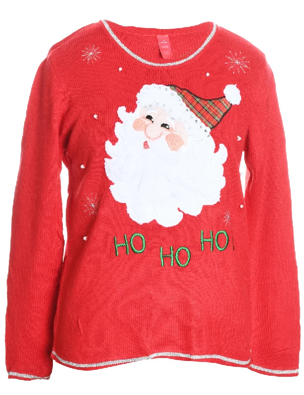 Santa Claus Christmas Jumper - M Spandex Blend Rayon Blend Denim Blend