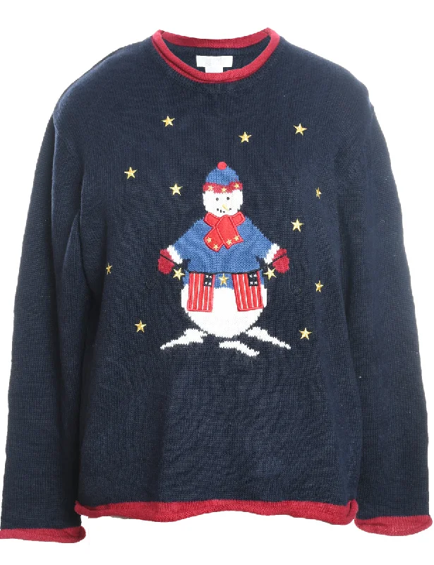 Snowman Christmas Jumper - L Anti-Pilling Anti-Shrink Durable