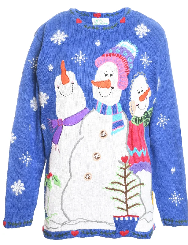Snowman Christmas Jumper - M Nylon Fabric Polyester Fabric Spandex Fabric