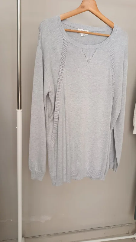 Soft Grey Cotton Blend Maternity & Nursing Jumper Machine Wash Dry Clean Hand Wash