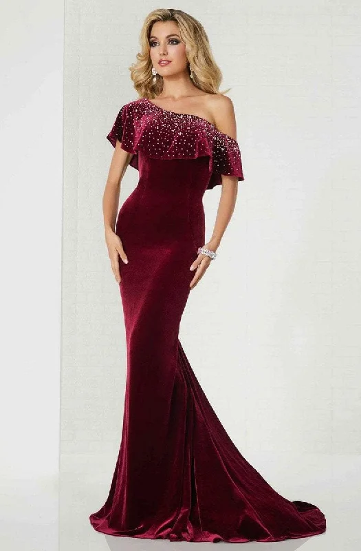 Tiffany Designs - Asymmetric Embellished Fitted Trumpet Dress 46125SC