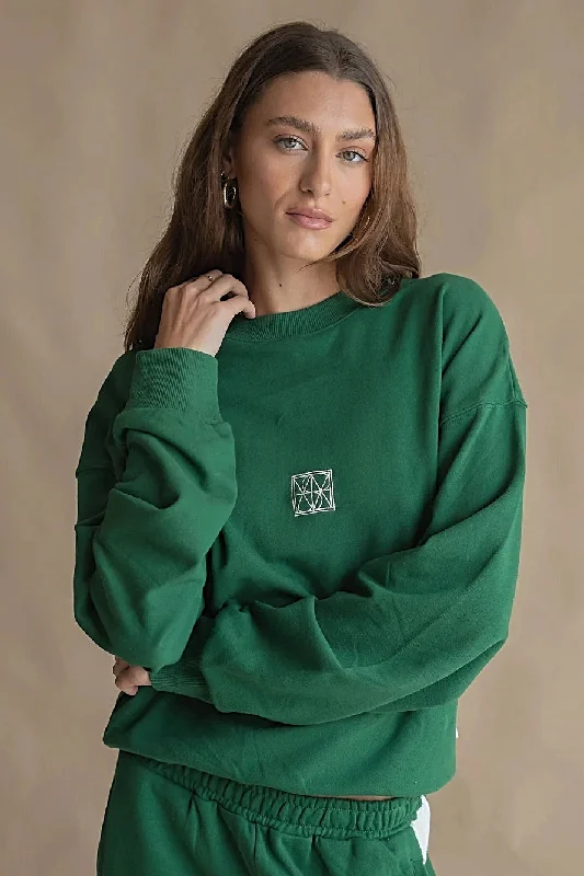 ARAMINTA JAMES Womens Monogram Classic Sweatshirt Dark Green Hoodie with High Neck Warm Protective ARAMINTA JAMES Womens Monogram Classic Sweatshirt Dark Green Hoodie with High Neck Warm Protective