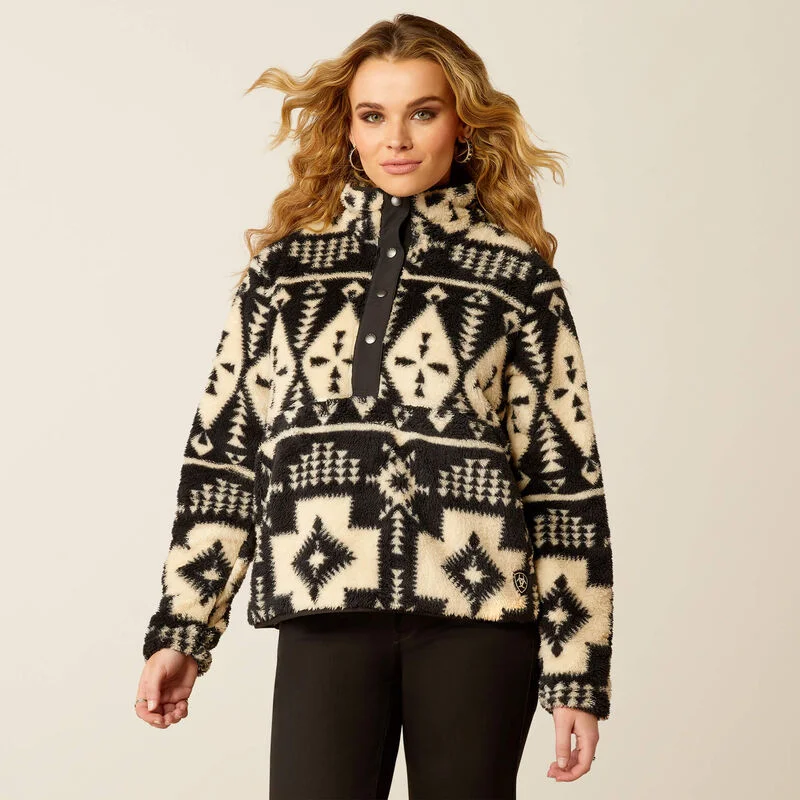 Ariat Women's Winslow Southwest Print Berber Snap Front Pullover Sweatshirt Sweater 10053010 Hoodie with Zipper Versatile Modern Ariat Women's Winslow Southwest Print Berber Snap Front Pullover Sweatshirt Sweater 10053010 Hoodie with Zipper Versatile Modern
