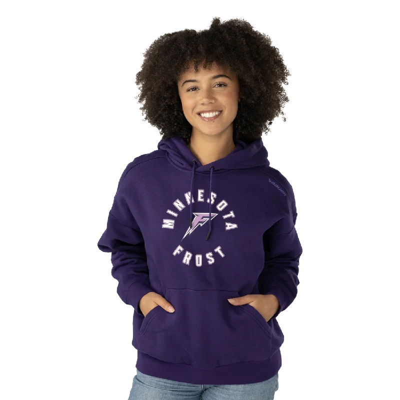 BAUER PWHL TEAM ULTIMATE HOODIE WOMENS MINNESOTA FROST Hoodie with Drawstring Waist Adjustable Fitted BAUER PWHL TEAM ULTIMATE HOODIE WOMENS MINNESOTA FROST Hoodie with Drawstring Waist Adjustable Fitted
