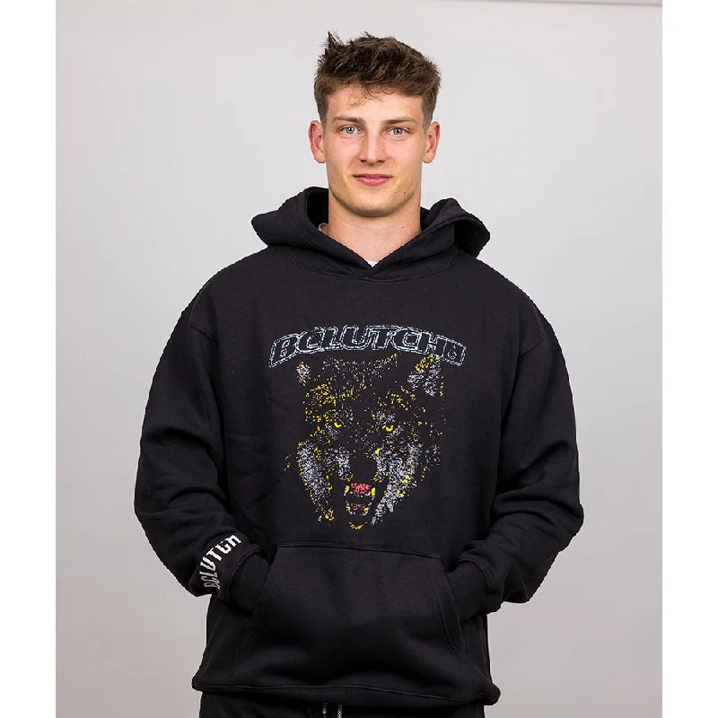 BCLUTCH PREMIUM LION/KEEP GOING BLACK HOODIE Hoodie with Longline Fit Extended Stylish BCLUTCH PREMIUM LION/KEEP GOING BLACK HOODIE Hoodie with Longline Fit Extended Stylish