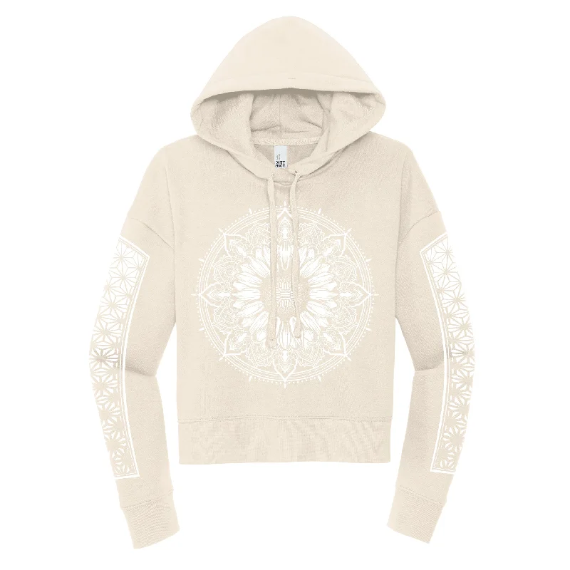 First Earth - Sunflower - Crop Hoodie - Cream/White Hoodie with Cuffed Sleeves Snug Secure First Earth - Sunflower - Crop Hoodie - Cream/White Hoodie with Cuffed Sleeves Snug Secure