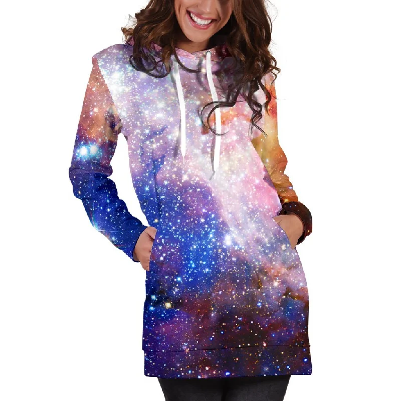 Light Stardust Galaxy Deep Space Print Pullover Hoodie Dress Hoodie with Set-In Sleeves Structured Classic Light Stardust Galaxy Deep Space Print Pullover Hoodie Dress Hoodie with Set-In Sleeves Structured Classic