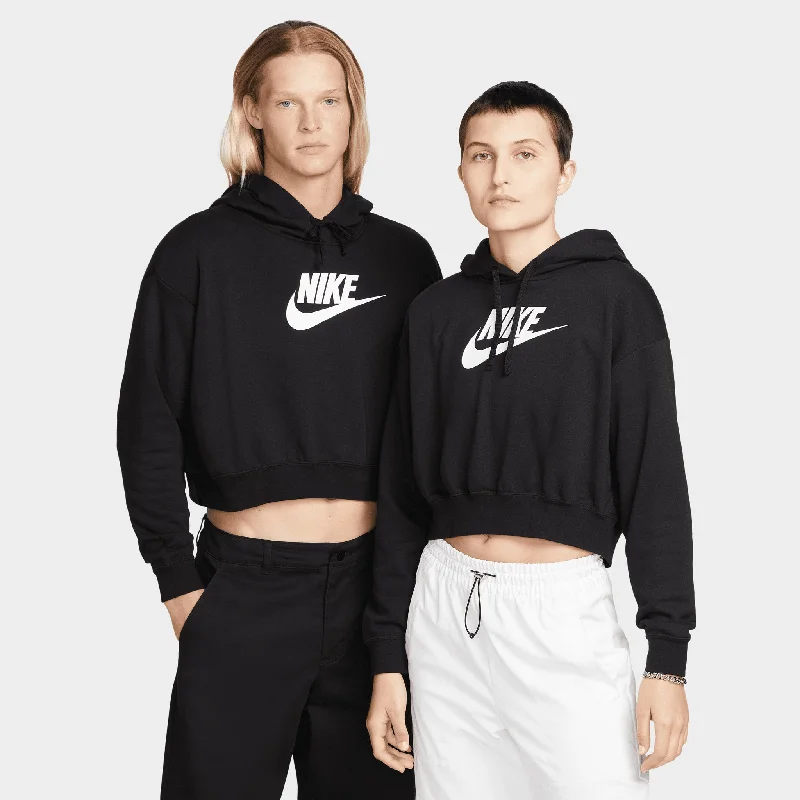 Nike Sportswear Women's Club Fleece Oversized Crop Graphic Pullover Hoodie Black / White Hoodie with Oversized Fit Loose Comfortable Nike Sportswear Women's Club Fleece Oversized Crop Graphic Pullover Hoodie Black / White Hoodie with Oversized Fit Loose Comfortable