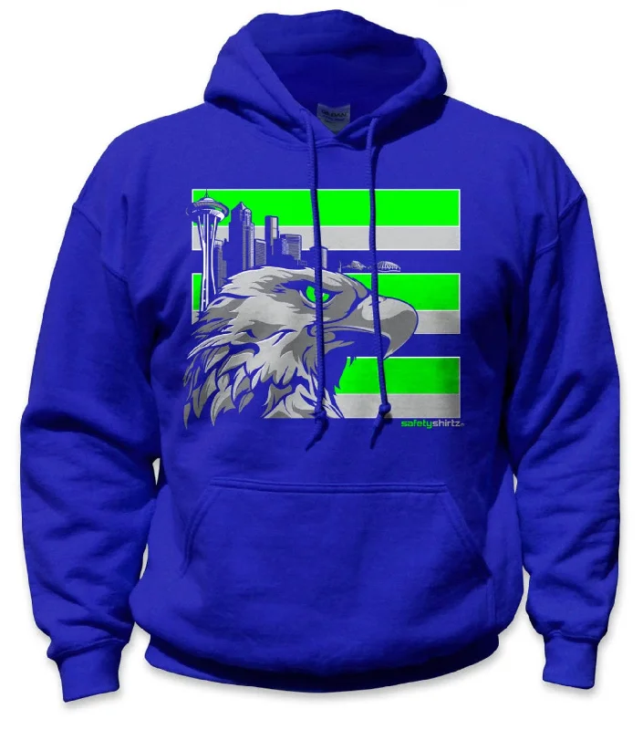 SafetyShirtz Throwback Seattle Hi-Vis Stripe Hoodie Hoodie with Emblem Brand Identity SafetyShirtz Throwback Seattle Hi-Vis Stripe Hoodie Hoodie with Emblem Brand Identity