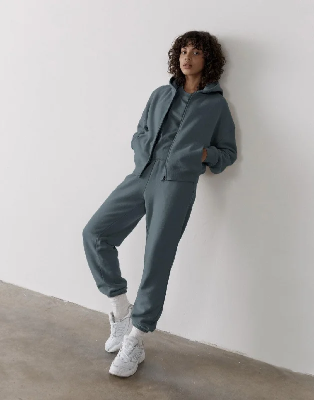 The Womens Full Zip Hoodie in Slate Grey Hoodie with Oversized Fit Loose Comfortable The Womens Full Zip Hoodie in Slate Grey Hoodie with Oversized Fit Loose Comfortable