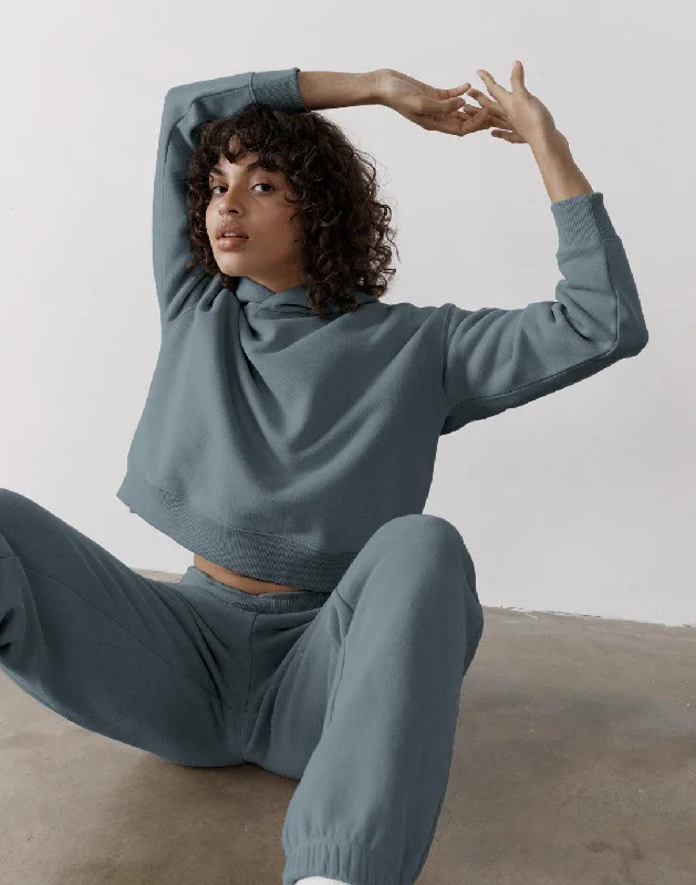 The Womens Pullover Crop Hoodie in Slate Grey Hoodie with Reflective Safety Nightwear The Womens Pullover Crop Hoodie in Slate Grey Hoodie with Reflective Safety Nightwear