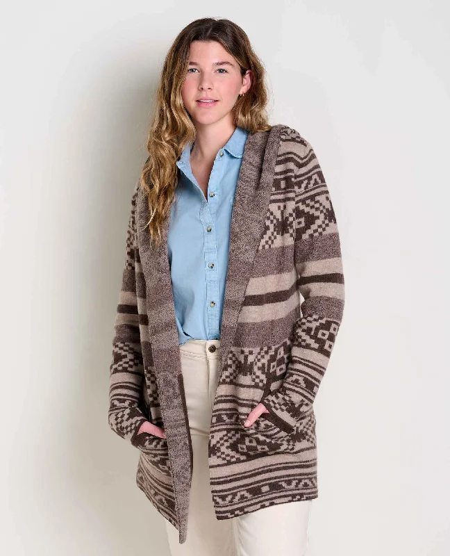 Women's Merino Heartfelt Hoodie - Chestnut Fair Isle Hoodie with Exposed Zipper Edgy Industrial Women's Merino Heartfelt Hoodie - Chestnut Fair Isle Hoodie with Exposed Zipper Edgy Industrial