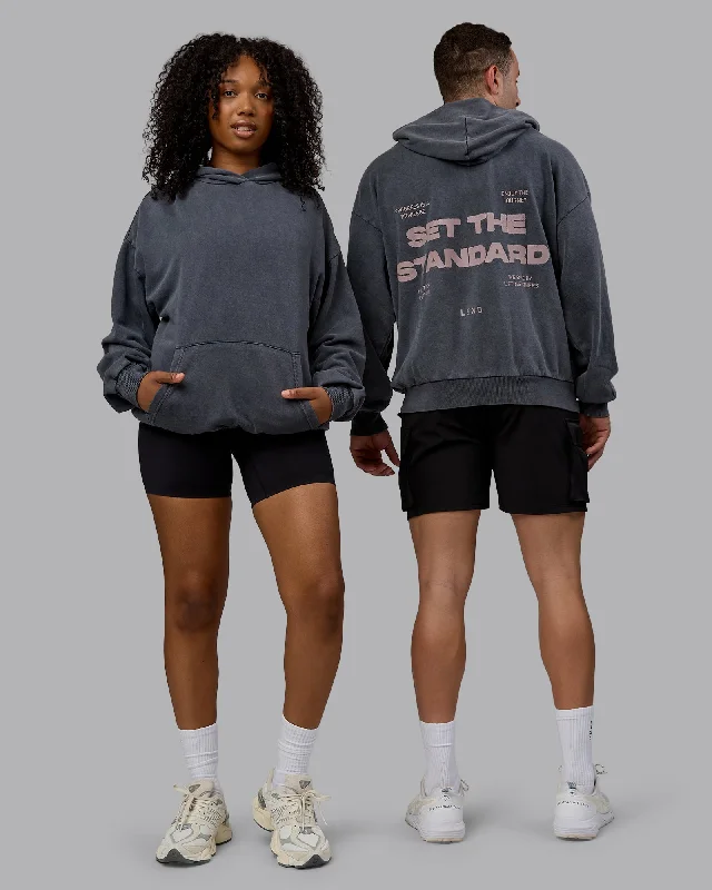 Unisex Washed Set the Standard Hoodie Oversize - Black-Greyish Purple Hoodie with Sequins Glamorous Eye-catching Unisex Washed Set the Standard Hoodie Oversize - Black-Greyish Purple Hoodie with Sequins Glamorous Eye-catching
