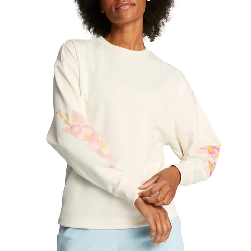 Watercolor Floral Crew Neck Long Sleeve Sweatshirt Hoodie with Hem Contrast Bold Stylish Watercolor Floral Crew Neck Long Sleeve Sweatshirt Hoodie with Hem Contrast Bold Stylish