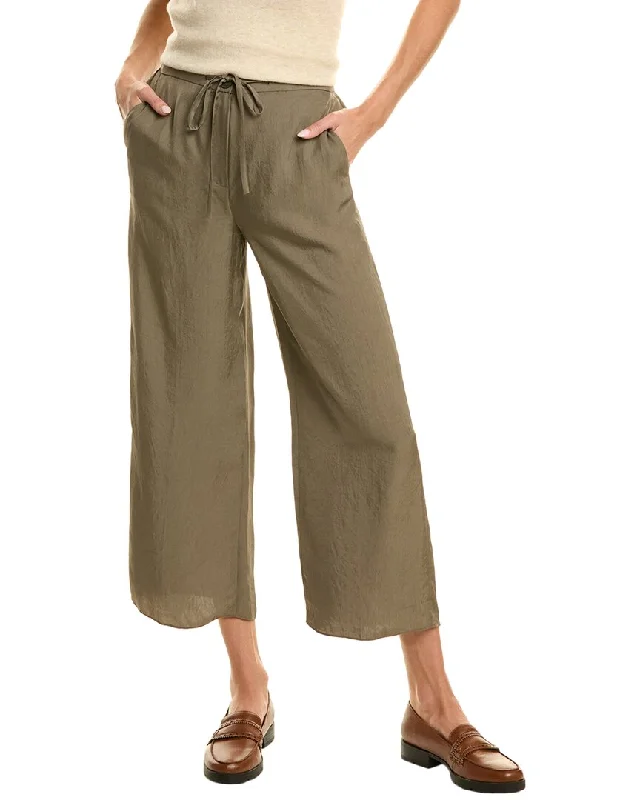 Theory Wide Crop Pant Trendy Wide-Legged Trousers