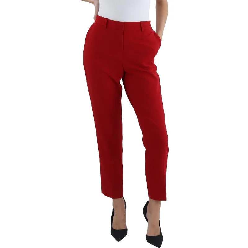 Womens Crepe Work Wear Ankle Pants Elegant Wool Trousers