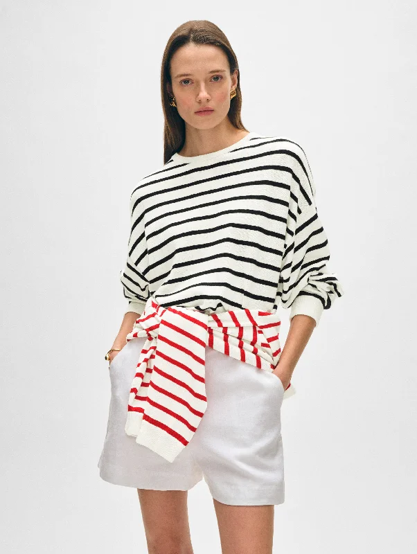 Cotton Linen Drop Shoulder Sweater Casual Formal Business