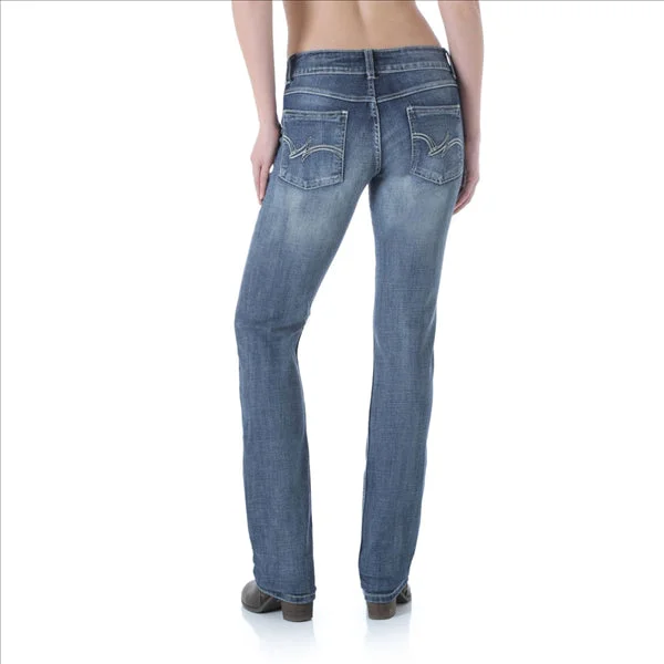 09MWTMS Wrangler Women's Premium Patch Mae Jean Embroidered Pocket Sits Above Hip Mid Stone Fashionable Raw Edge Jeans 09MWTMS Wrangler Women's Premium Patch Mae Jean Embroidered Pocket Sits Above Hip Mid Stone Fashionable Raw Edge Jeans