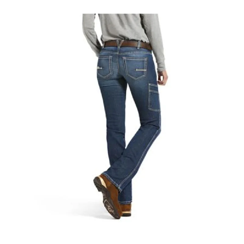 10032464 Ariat Women's Rebar DuraStretch Riveter Straight Leg Jean - Nightride Comfortable Boyfriend Jeans 10032464 Ariat Women's Rebar DuraStretch Riveter Straight Leg Jean - Nightride Comfortable Boyfriend Jeans