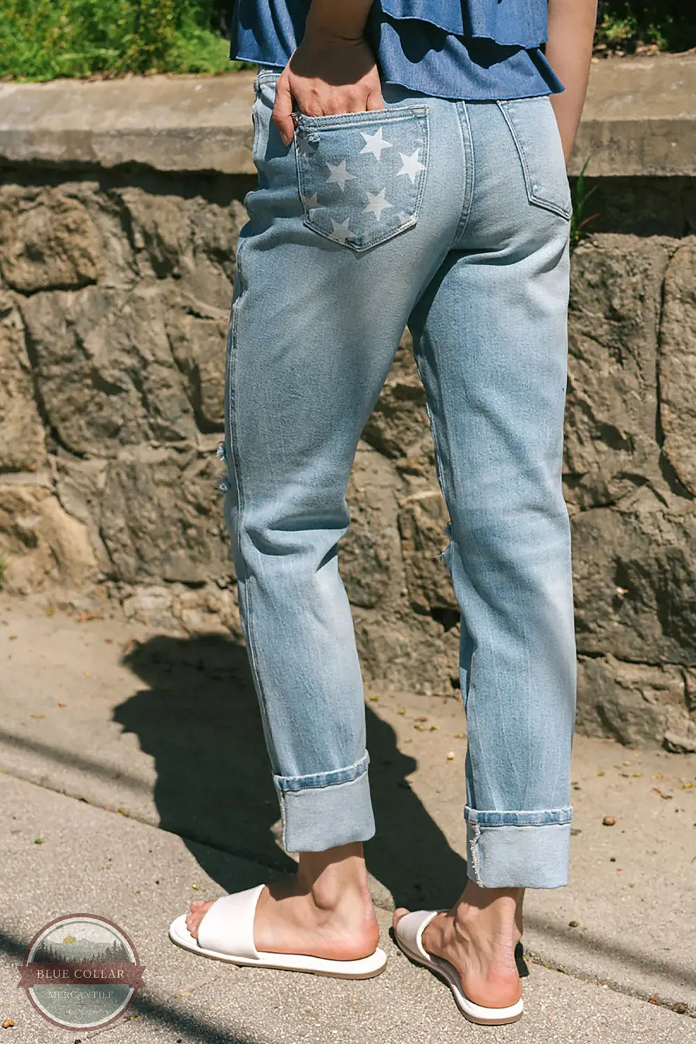 Star Mid Rise Americana Flag Cuff Boyfriend Jean 88723REG Comfortable Stretch Denim Jeans Star Mid Rise Americana Flag Cuff Boyfriend Jean 88723REG Comfortable Stretch Denim Jeans
