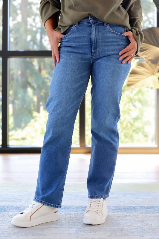 LE JEAN Sabine Straight in Twilight Trendy Button-Up High-Waist Jeans
