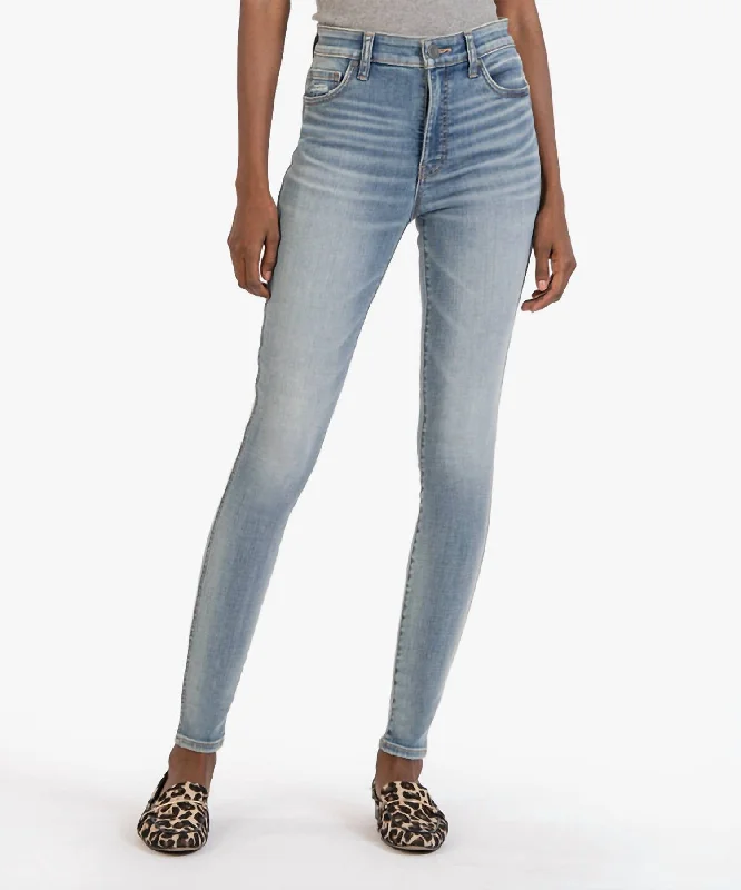Mia High Rise Fab Ab Slim Fit Jean In Attributes Wash Fashionable Raw Edge Jeans